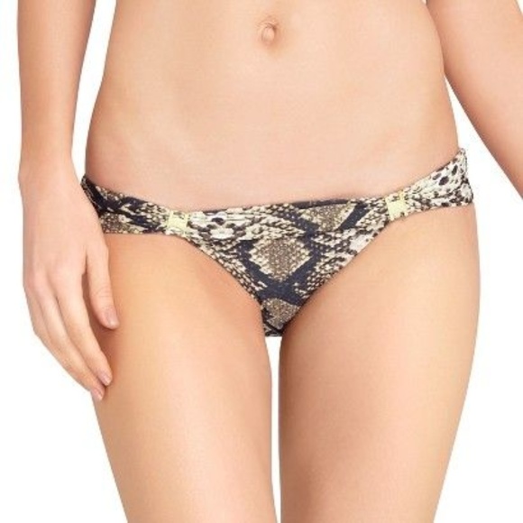Mar By Vix Bikini Bottom Snake Skin Shirr Side - Picture 1 of 1